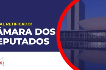 Imagem com fundo azul divulgando o Concurso Câmara dos Deputados