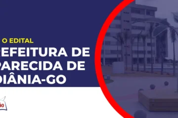 Imagem com fundo azul divulgando o Concurso Prefeitura de Aparecida de Goiânia GO