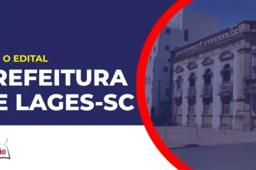 Imagem com fundo azul divulgando o Concurso Prefeitura de Lages SC