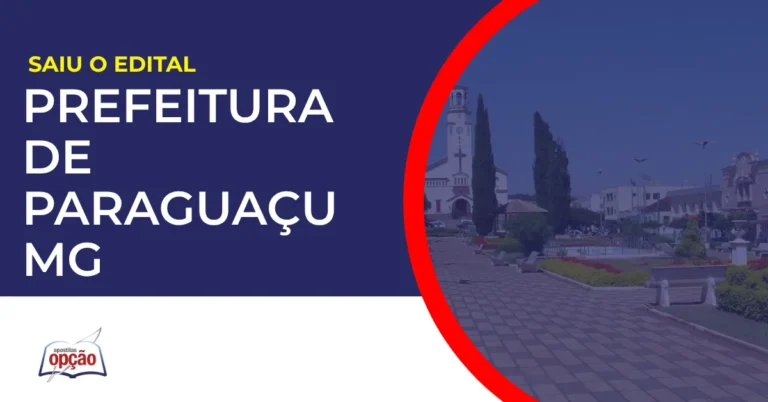 concurso prefeitura de paraguaçu mg praça central com igreja e jardins