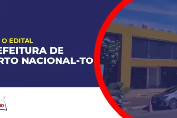 Imagem com fundo azul divulgando o Concurso Prefeitura de Porto Nacional TO