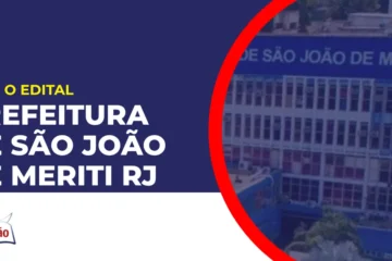 Imagem com fundo azul divulgando o Concurso Prefeitura de São João de Meriti RJ