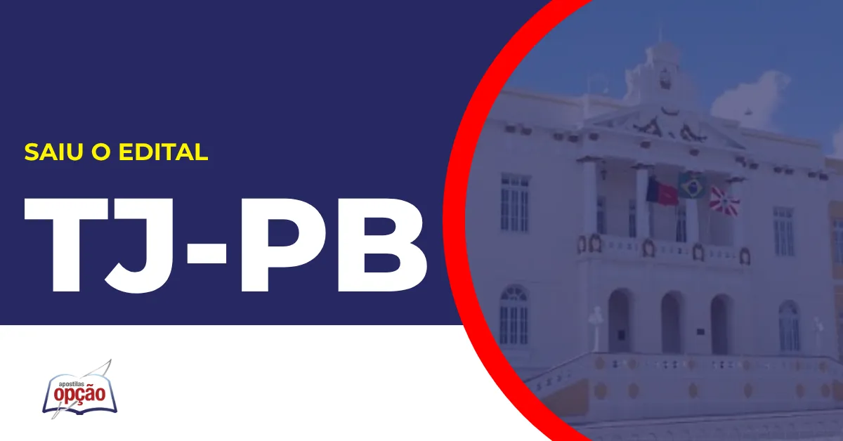 Imagem com fundo azul divulgando o Concurso TJ PB