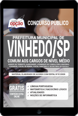 Apostila Prefeitura de Vinhedo - SP em PDF - Comum aos Cargos de Nível Médio -2020