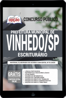 Apostila Prefeitura de Vinhedo - SP em PDF - Escriturário -
