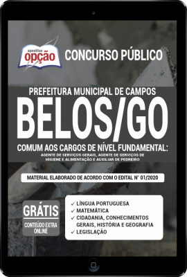Apostila Prefeitura de Campos Belos - GO em PDF - Comum aos Cargos de Nível Fundamental