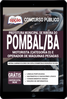 Apostila Prefeitura de Ribeira do Pombal - BA em PDF - Motorista (Categoria D) e Operador de Máquinas Pesadas