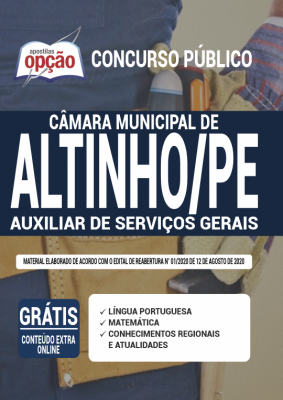 Apostila Câmara de Altinho - PE - Auxiliar de Serviços Gerais