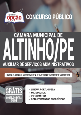 Apostila Câmara de Altinho - PE - Auxiliar de Serviços Administrativos