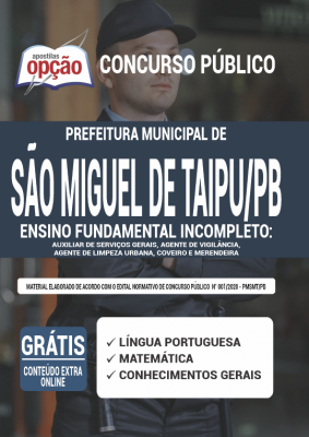 Apostila Prefeitura de São Miguel de Taipu - PB - Ensino Fundamental Incompleto