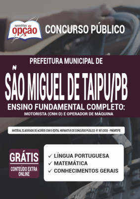Apostila Prefeitura de São Miguel de Taipu - PB - Ensino Fundamental Completo