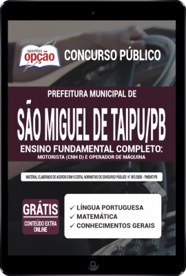 Apostila Prefeitura de São Miguel de Taipu - PB em PDF - Ensino Fundamental Completo