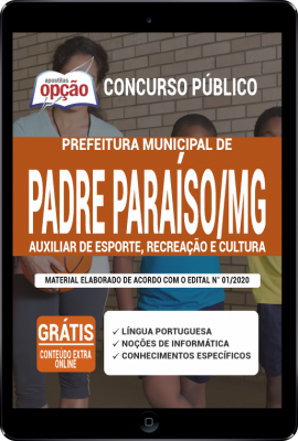 Apostila Prefeitura de Padre Paraíso - MG em PDF - Auxiliar de Esporte, Recreação e Cultura