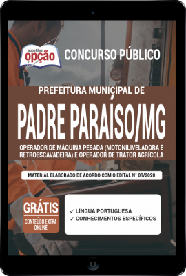 Apostila Prefeitura de Padre Paraíso - MG em PDF - Operador de Máquina Pesada e Operador de Trator Agrícola