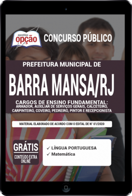 Apostila Prefeitura de Barra Mansa - RJ em PDF - Ensino Fundamental: Armador, Auxiliar de Serviços Gerais, Calceteiro, Carpinteiro, Coveiro, Pedreiro, Pintor e Recepcionista