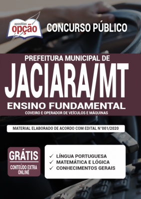 Apostila Prefeitura de Jaciara - MT - Ensino Fundamental: Coveiro e Operador de Veículos e Máquinas