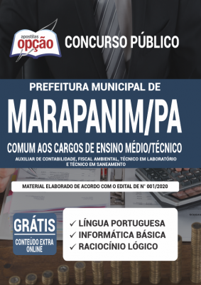 Apostila Prefeitura de Marapanim - PA - Comum aos Cargos de Ensino Médio/Técnico: Aux. de Contabilidade, Fiscal Ambiental, Téc. em Laboratório  e Téc. em Saneamento