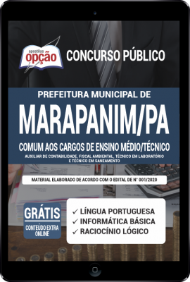 Apostila Prefeitura de Marapanim - PA em PDF - Comum aos Cargos de Ensino Médio/Técnico: Aux. de Contabilidade, Fiscal Ambiental, Téc. em Laboratório e Téc. em Saneamento