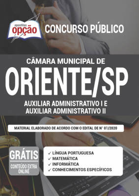 Apostila Câmara de Oriente - SP - Auxiliar Administrativo I e Auxiliar Administrativo II