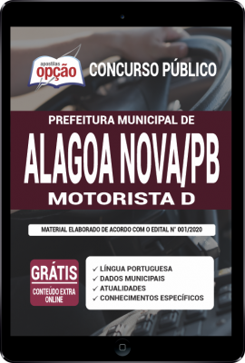 Apostila Prefeitura de Alagoa Nova - PB em PDF - Motorista - D