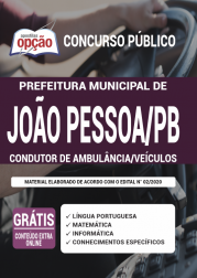 Apostila Prefeitura de João Pessoa - PB 2020 - Condutor de Ambulância/Veículos