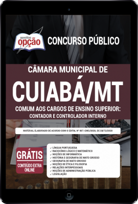 Apostila Câmara de Cuiabá - MT em PDF - Comum aos Cargos de Ensino Superior:  Contador e Controlador Interno