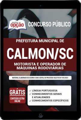 Apostila Prefeitura de Calmon - SC em PDF - Motorista e Operador de Máquinas Rodoviárias