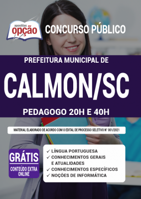 Apostila Prefeitura de Calmon - SC - Pedagogo 20h e 40h