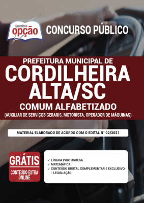 Apostila Prefeitura de Cordilheira Alta - SC - Comum Alfabetizado