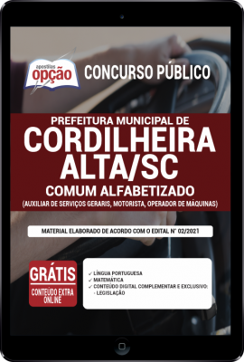 Apostila Prefeitura de Cordilheira Alta - SC em PDF - Comum Alfabetizado