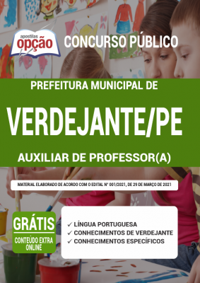 Apostila Prefeitura Verdejante - PE - Auxiliar de Professor (a)