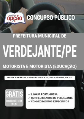 Apostila Prefeitura Verdejante - PE - Motorista e Motorista (Educação) 