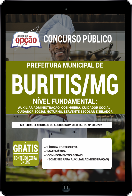 Apostila Prefeitura de Buritis - MG em PDF - Nível Fundamental 2021