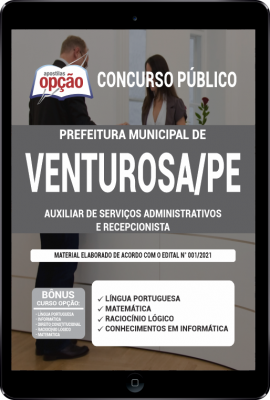 Apostila Prefeitura de Venturosa - PE em PDF - Auxiliar de Serviços Administrativos e Recepcionistas