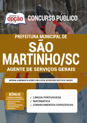 Apostila Prefeitura de São Martinho - SC - Agente de Serviços Gerais