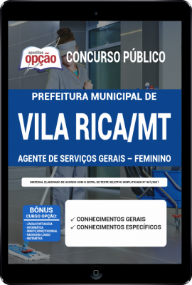 Apostila Prefeitura de Vila Rica - MT em PDF - Agente de Serviços Gerais - Feminino