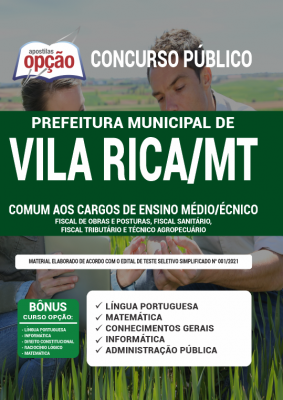 Apostila Prefeitura de Vila Rica - MT - Comum aos Cargos de Ensino Médio/Técnico