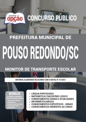 Apostila Prefeitura de Pouso Redondo - SC - Monitor de Transporte Escolar