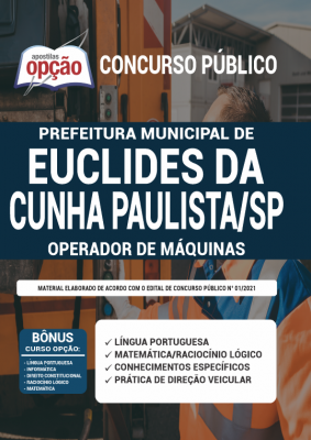 Apostila Prefeitura de Euclides da Cunha Paulista - SP - Operador de Máquinas