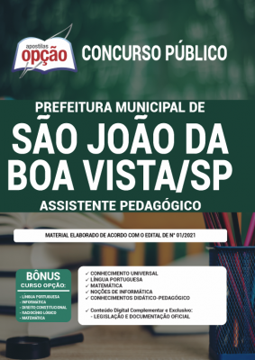 Apostila Prefeitura de São João da Boa Vista - SP - Assistente Pedagógico
