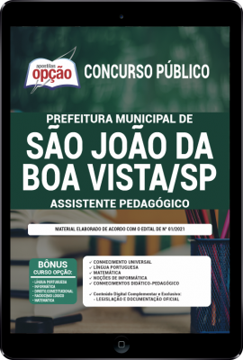 Apostila Prefeitura de São João da Boa Vista - SP em PDF - Assistente Pedagógico