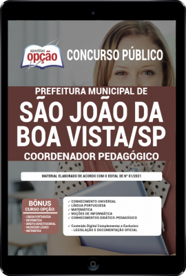 Apostila Prefeitura de São João da Boa Vista - SP em PDF - Coordenador Pedagógico