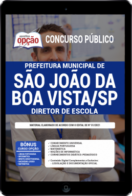 Apostila Prefeitura de São João da Boa Vista - SP em PDF - Diretor de Escola