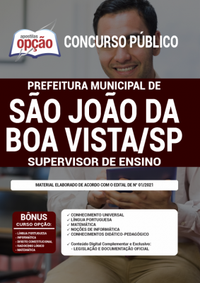 Apostila Prefeitura de São João da Boa Vista - SP - Supervisor de Ensino