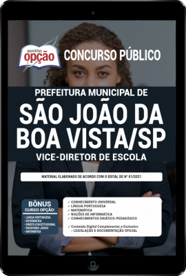 Apostila Prefeitura de São João da Boa Vista - SP em PDF - Vice-Diretor de Escola