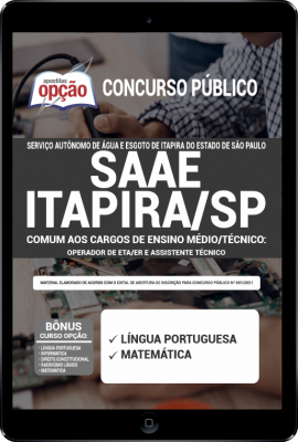Apostila SAAE Itapira - SP em PDF - Cargos de Ensino Médio