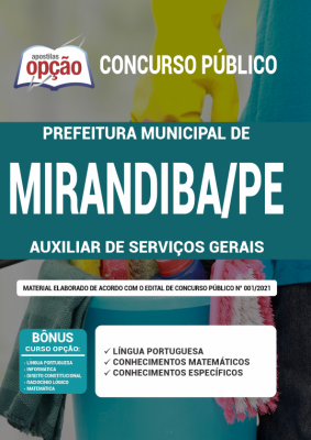 Apostila Prefeitura de Mirandiba - PE - Auxiliar de Serviços Gerais