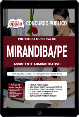 Apostila Prefeitura de Mirandiba - PE em PDF - Assistente Administrativo