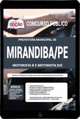 Apostila Prefeitura de Mirandiba - PE em PDF - Motorista B e Motorista D/E