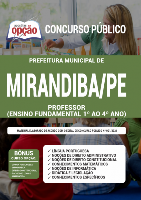 Apostila Prefeitura de Mirandiba - PE - Professor (Ensino Fundamental 1º ao 4º ano)